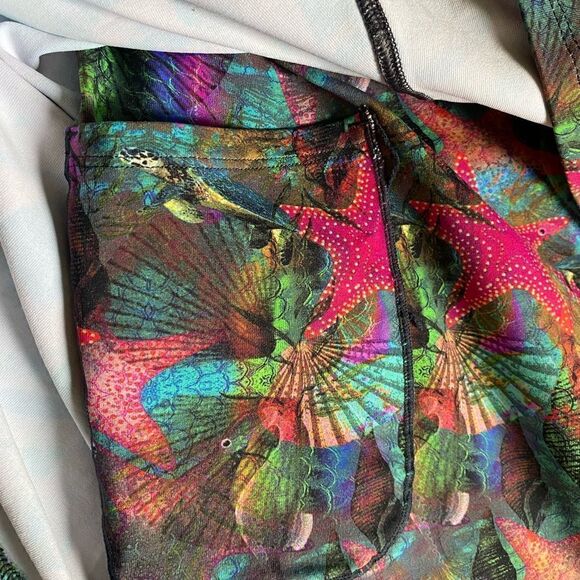 Donajo Modest Skirted Crop Leggings Turtles Starfish Women’s Size 3 Multicolor - Picture 6 of 9